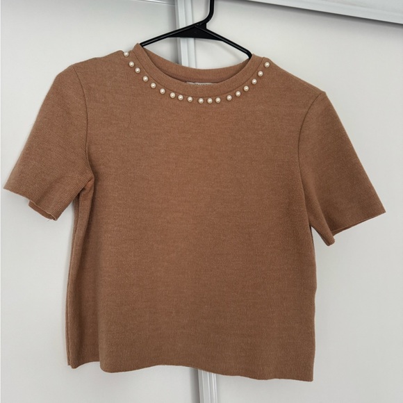Zara pearl collar cropped shirt - Picture 1 of 2